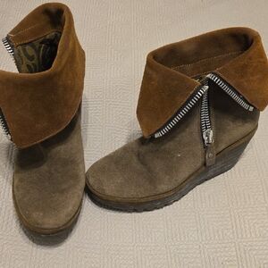 Fly London Brown Suede Ankle Booties
